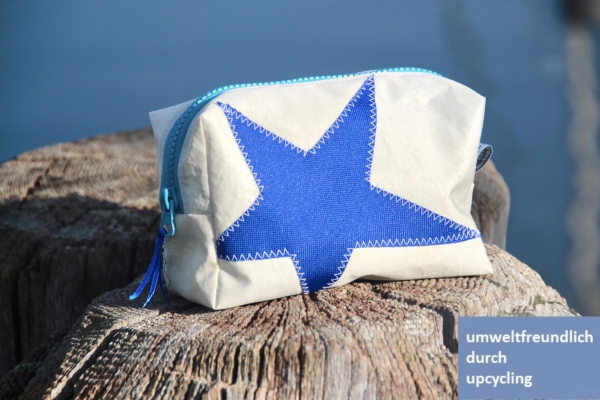 Segeltuch Kosmetiktasche eckig mit blauem Stern